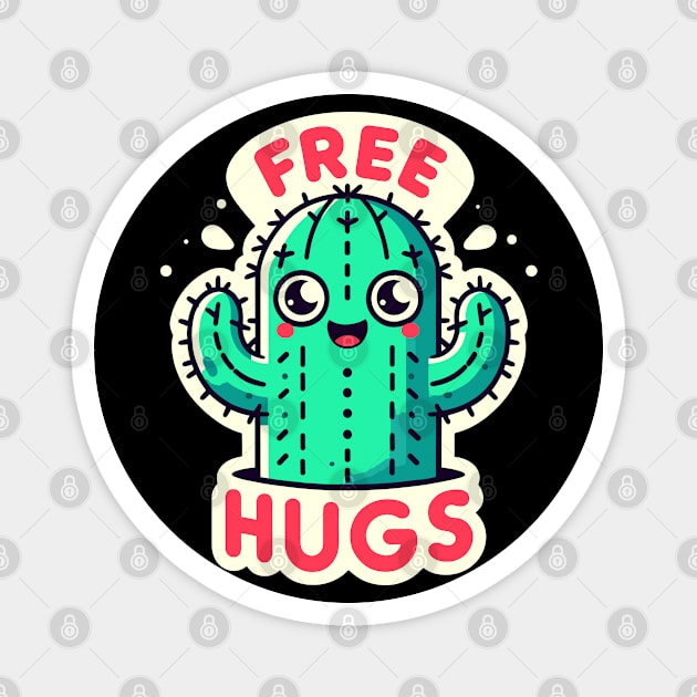 Happy Free Hugs Prickly Cactus Magnet by SubtleSplit